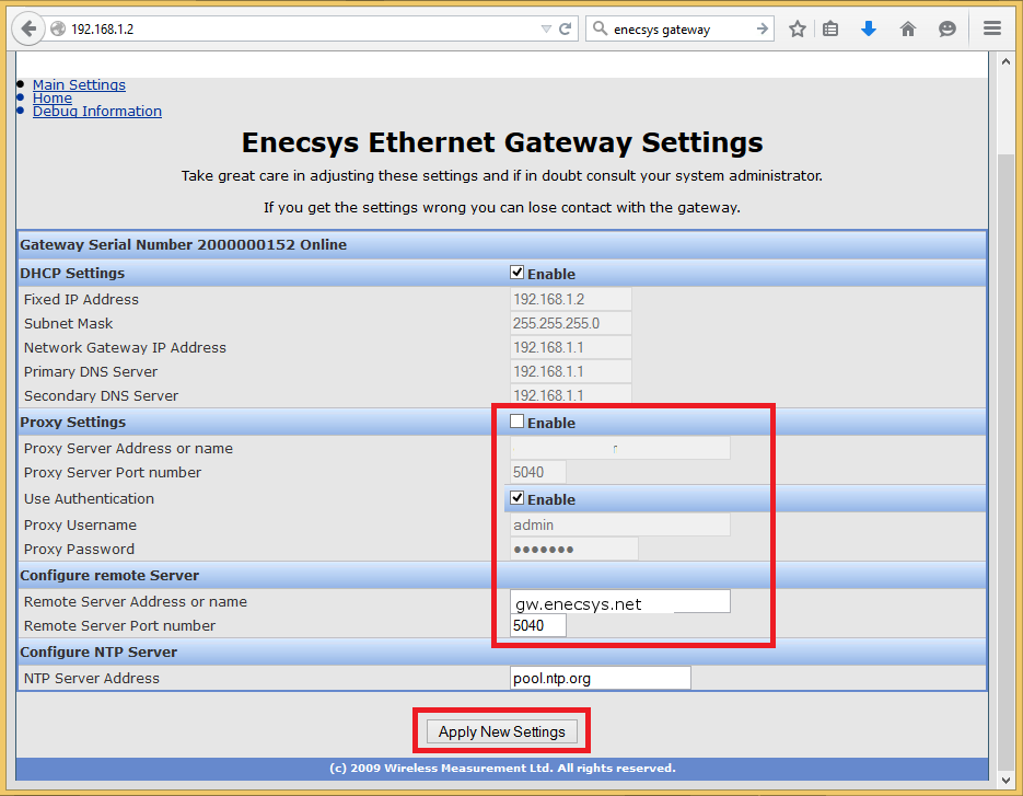 Gateway Configuration